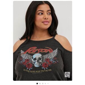 Torrid cold shoulder band poison sweatshirt top shirt